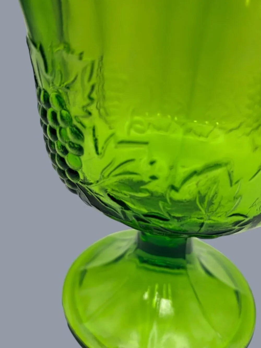 Vintage Indiana Colony Green Harvest Grape Pedestal Compote Candy Dish